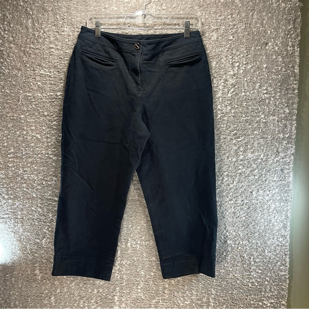 St. John Sport Women Capri‎ Jeans Pants Black Size 8 Cotton